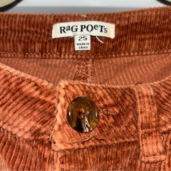 RAG POETS WOMENS SIZE 25 WAIST CROPPED CORDUROY PANTS RUST COLOR - Picture 2 of 16